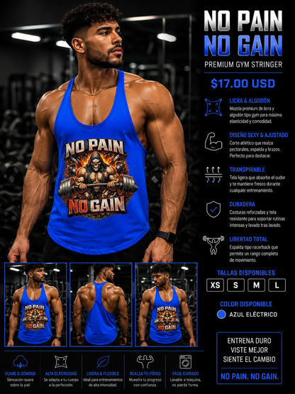 Dio Braccio™ No Pain No Gain Premium Gym Stringer | Performance Fitness Tank