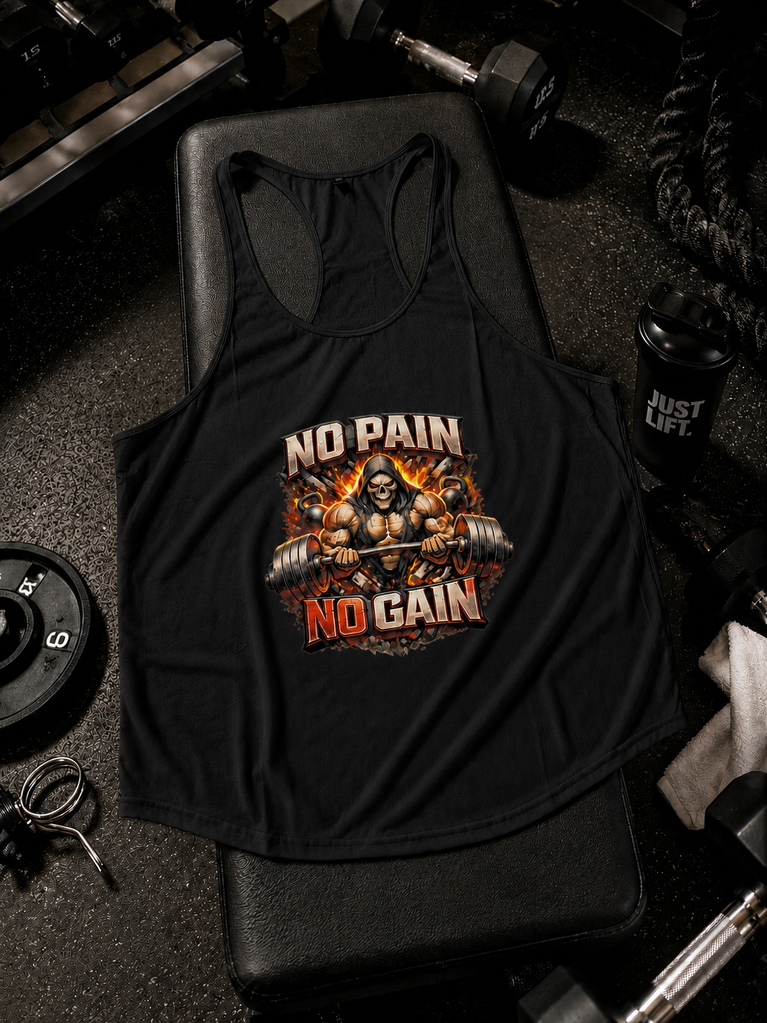 Dio Braccio™ No Pain No Gain Premium Gym Stringer | Performance Fitness Tank